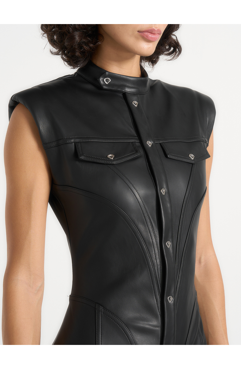 Manière De Voir Annette Leather Jumpsuit, Alternate, color, Black