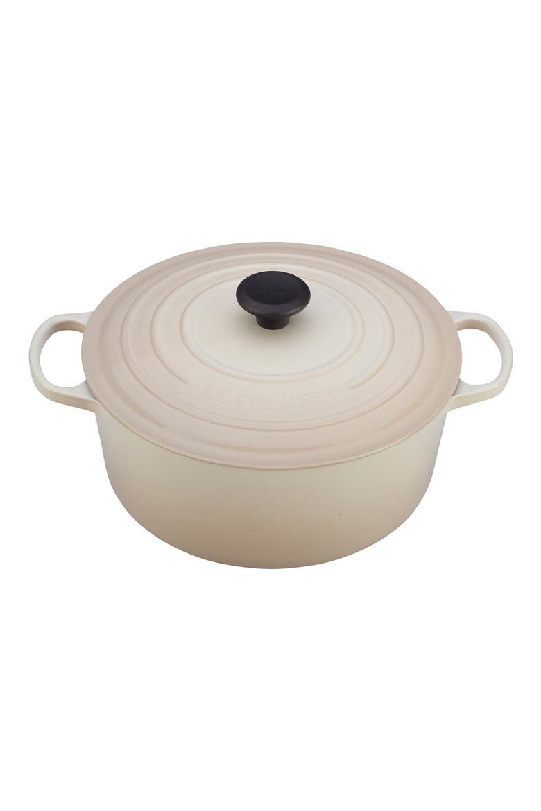 Signature 4.5-Quart Round Enamel Cast Iron Dutch Oven, Main, color, WHITE MARBLE