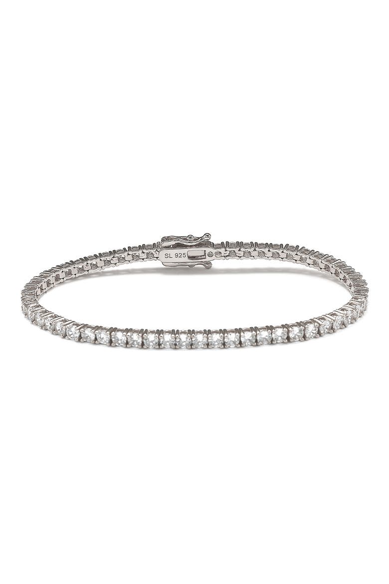 Sterling Silver CZ Tennis Bracelet, Main, color, METALLIC SILVER