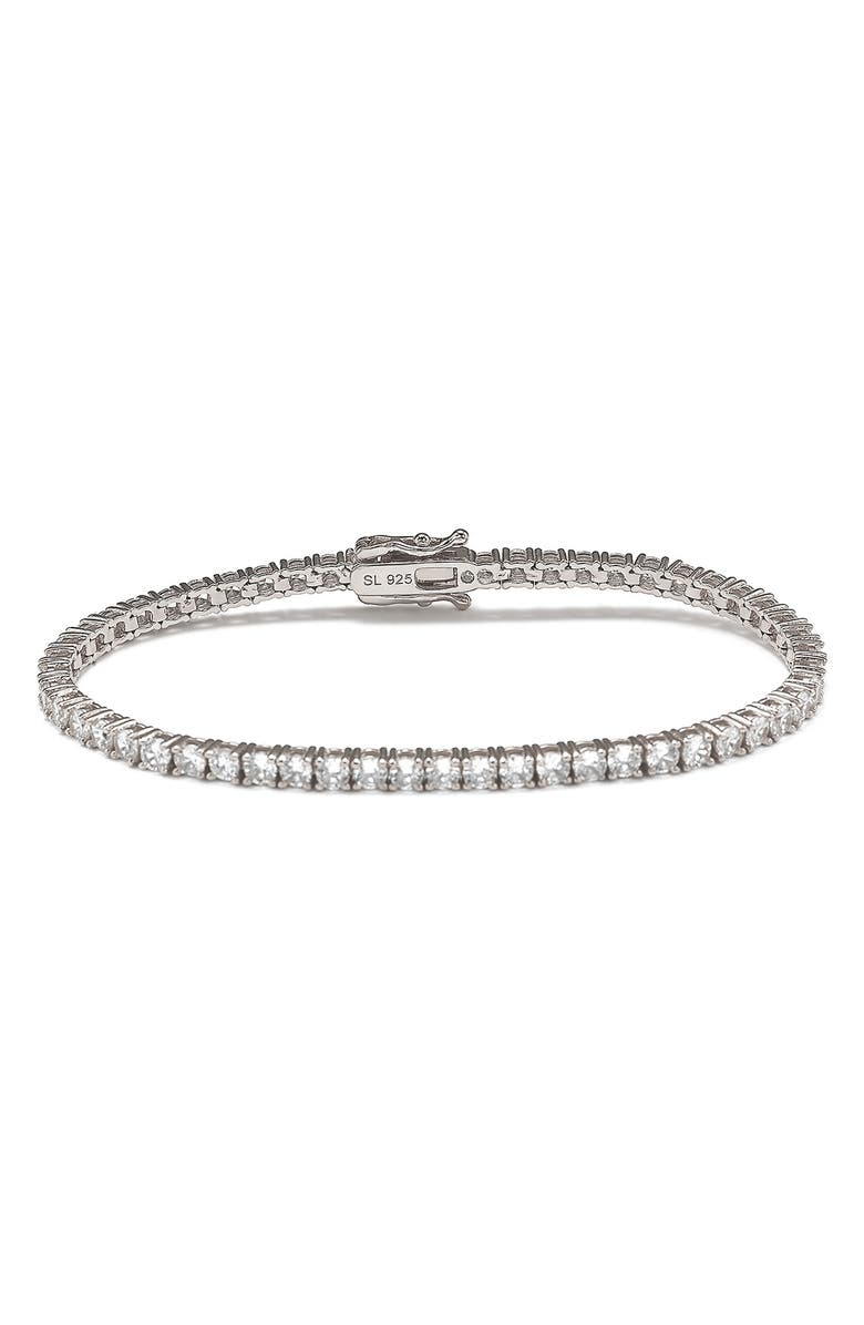 SUZY LEVIAN Sterling Silver CZ Tennis Bracelet, Main, color, Metallic Silver