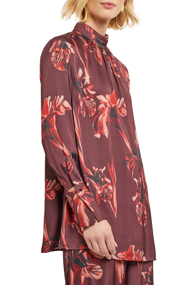 Floral Long Sleeve Blouse, Alternate, color, MAHOGANY/CLASSIC RED/VENETIAN
