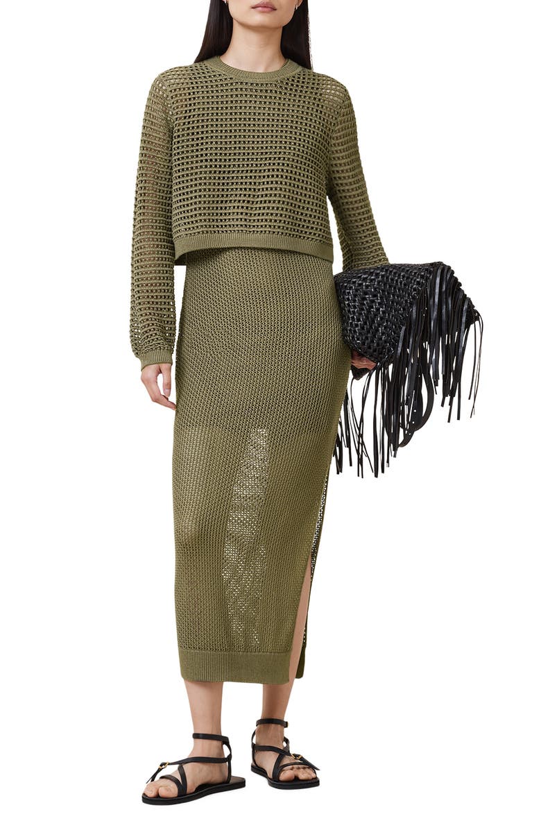 AllSaints Miro Open Stitch Dress, Alternate, color, Fir Green