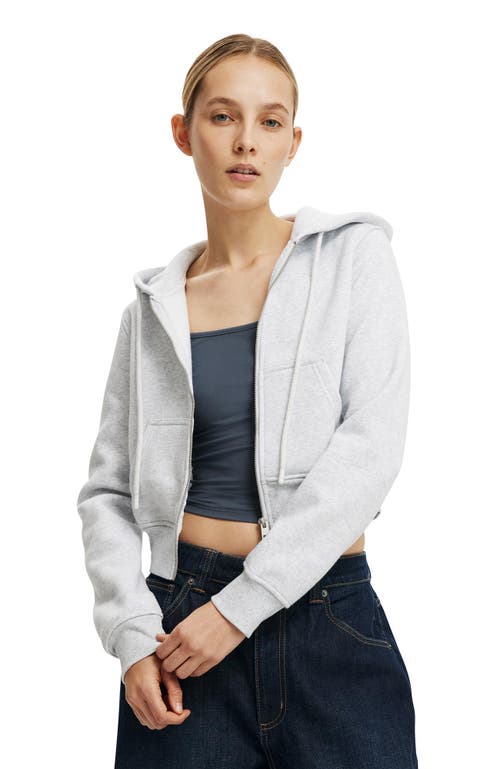 Cotton On Premium Cropped Zip Through Hoodie In Gray