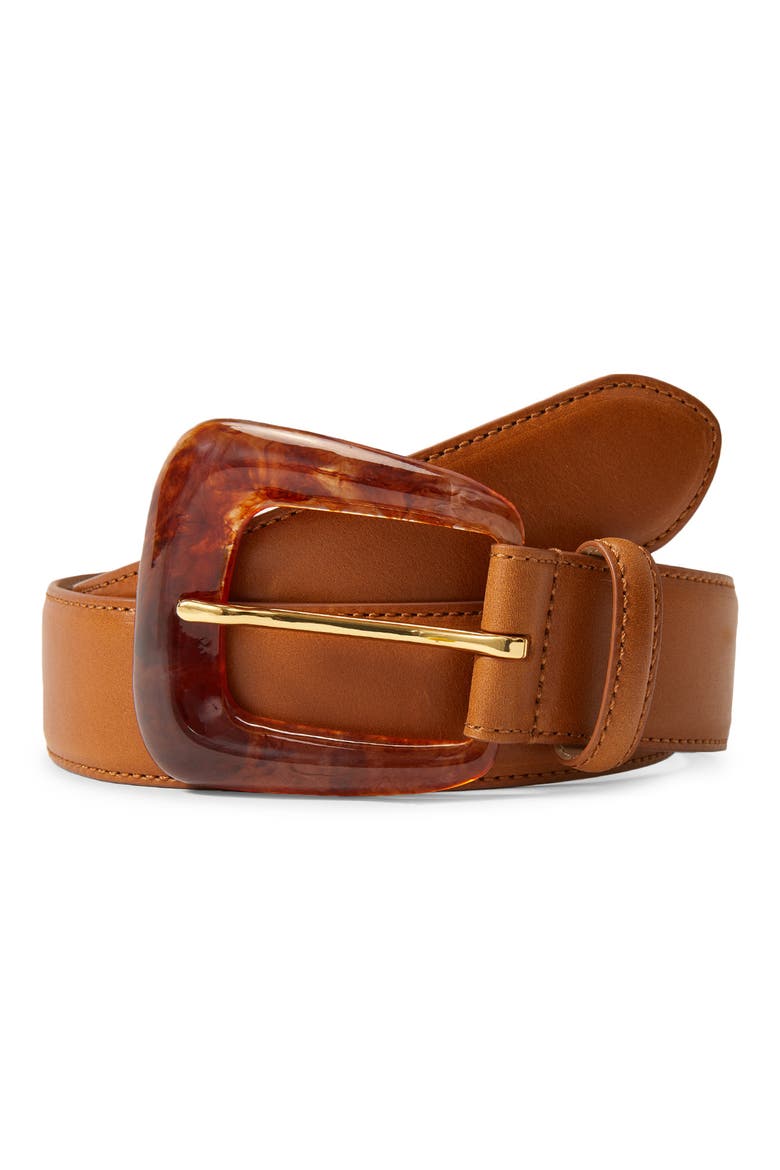 Resin Buckle Leather Belt, Alternate, color, HAZELWOOD