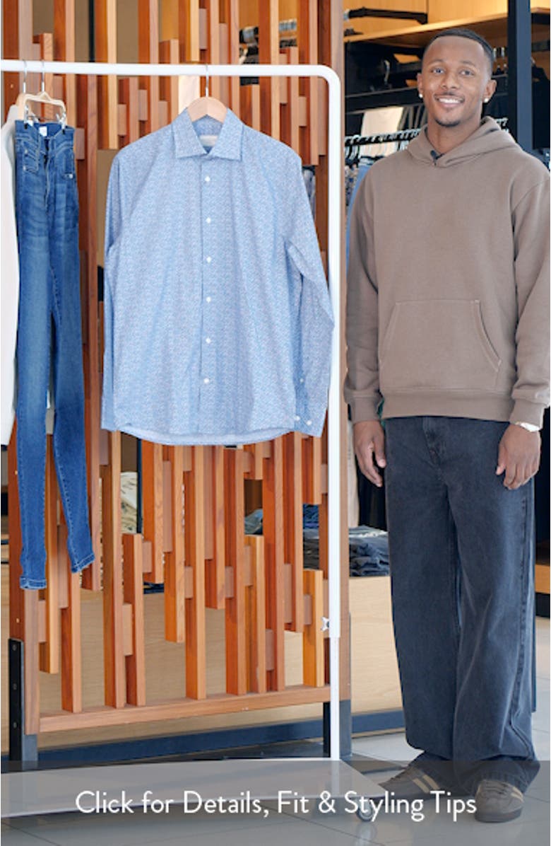 Marquis Floral Print Stretch Cotton Button-Up Shirt, sales video thumbnail