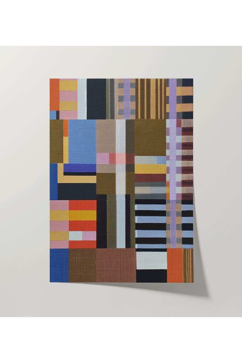Woven Perspectives No. 02 Geometric Abstract Art Print, Alternate, color, White Frame - 30x40