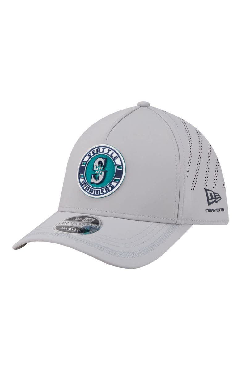 New Era Men's New Era Gray Seattle Mariners Patch 39THIRTY A-Frame M-Crown Perforated Flex Hat, Main, color, Gray