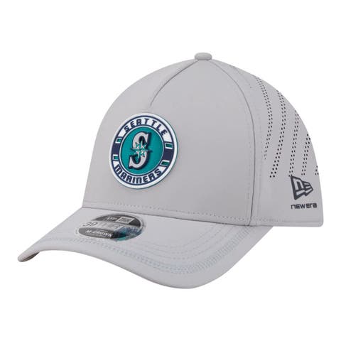 Men's New Era Gray Seattle Mariners Patch 39THIRTY A-Frame M-Crown Perforated Flex Hat