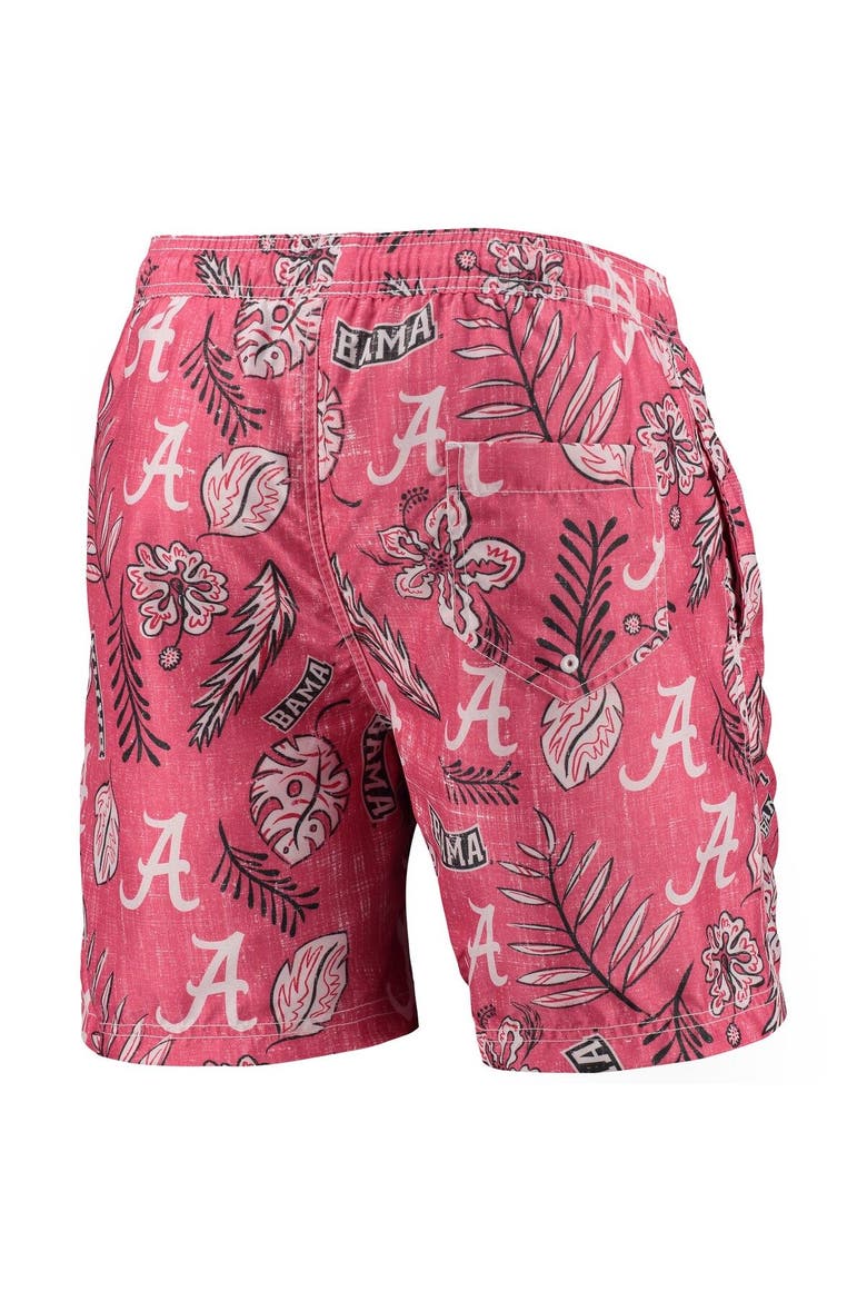 Men's Wes & Willy Crimson Alabama Crimson Tide Vintage Floral Swim Trunks, Alternate, color, Crimson