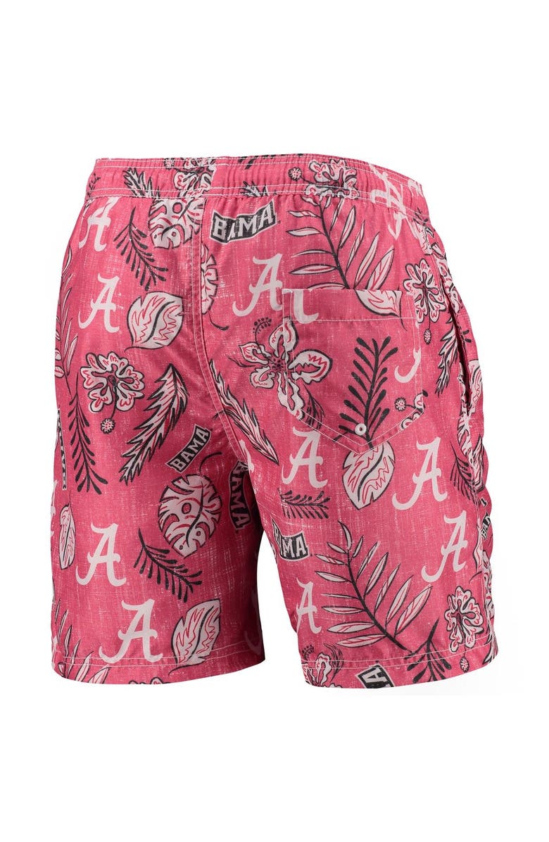 Wes & Willy Men's Wes & Willy Crimson Alabama Crimson Tide Vintage Floral Swim Trunks, Alternate, color, 