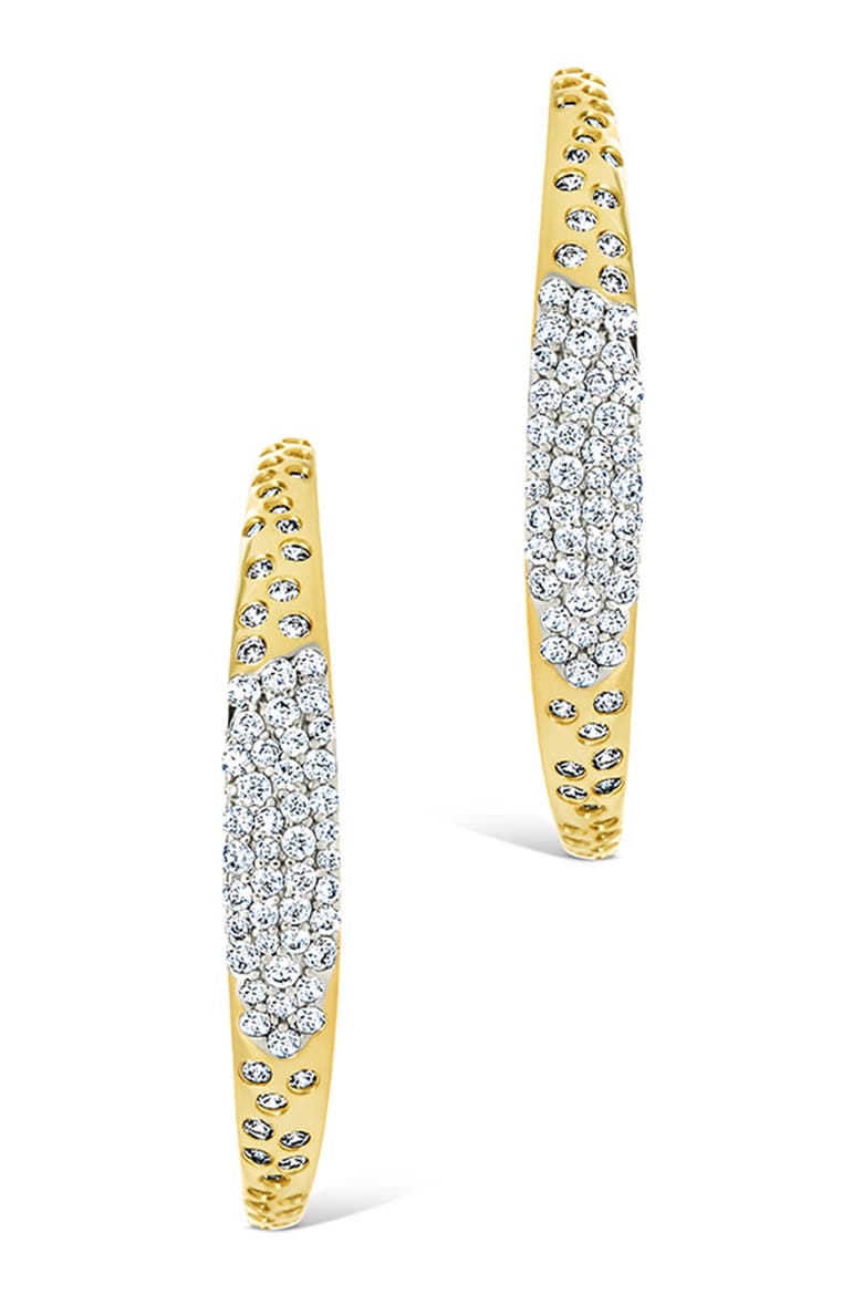 Cherise Pavé Cubic Zirconia Hoop Earrings, Alternate, color, GOLD