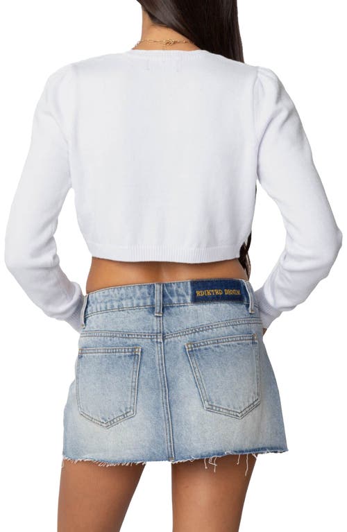 Edikted Francis Argyle Crop Cardigan In White