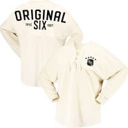 FANATICS Women's Fanatics Branded Cream NHL Original Six Lace-Up Spirit Jersey Long Sleeve T-Shirt