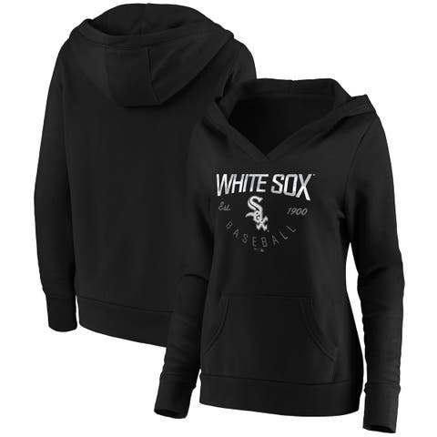 Women's Fanatics Branded Black Chicago White Sox Core Live For It V-Neck Pullover Hoodie