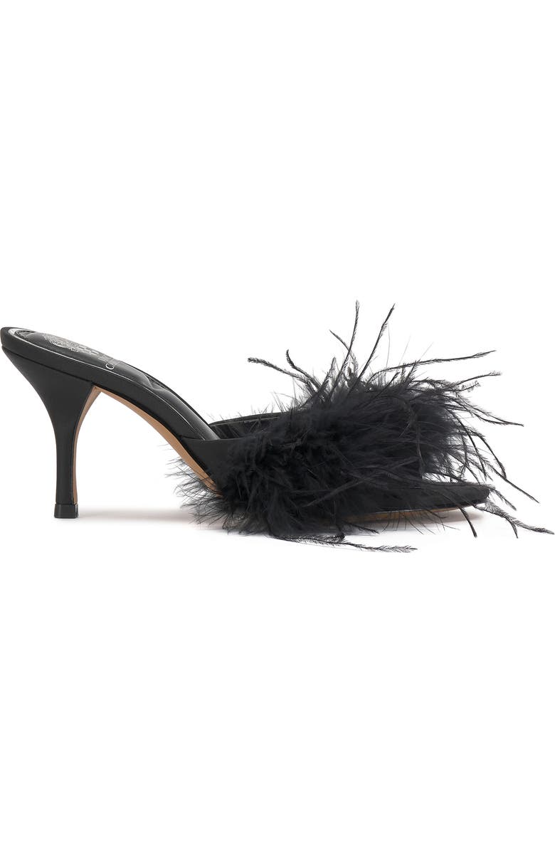 Vince Camuto Paelly Faux Feather Slide Sandal, Alternate, color, Black