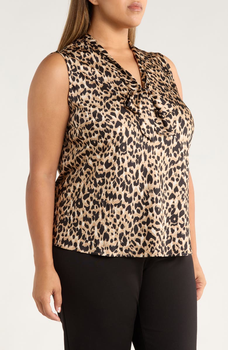 KASPER Print Tie Neck Sleeveless Top, Alternate, color, 