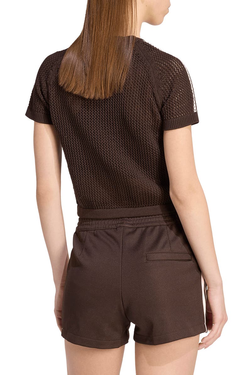 adidas Originals Open Stitch Short Sleeve Crop Sweater, Alternate, color, Aurora Coffee