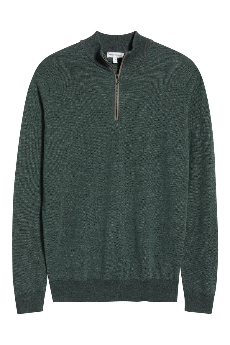 Blair Birdseye Merino Wool Quarter Zip Pullover, Alternate, color, PINE BROOK