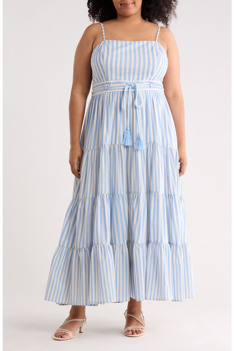 Striped Cotton Maxi Sundress, Main, color, BLUE/ NATURAL
