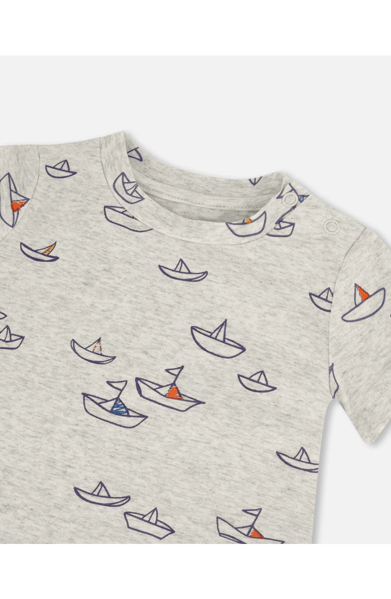 Deux par Deux Baby Boy's Organic Cotton Top And Muslin Pant Set Little Paper Boats And Terracotta, Alternate, color,