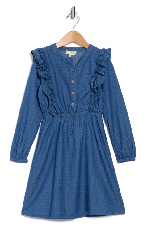 Kids' Denim Ruffle Dress (Big Kid)