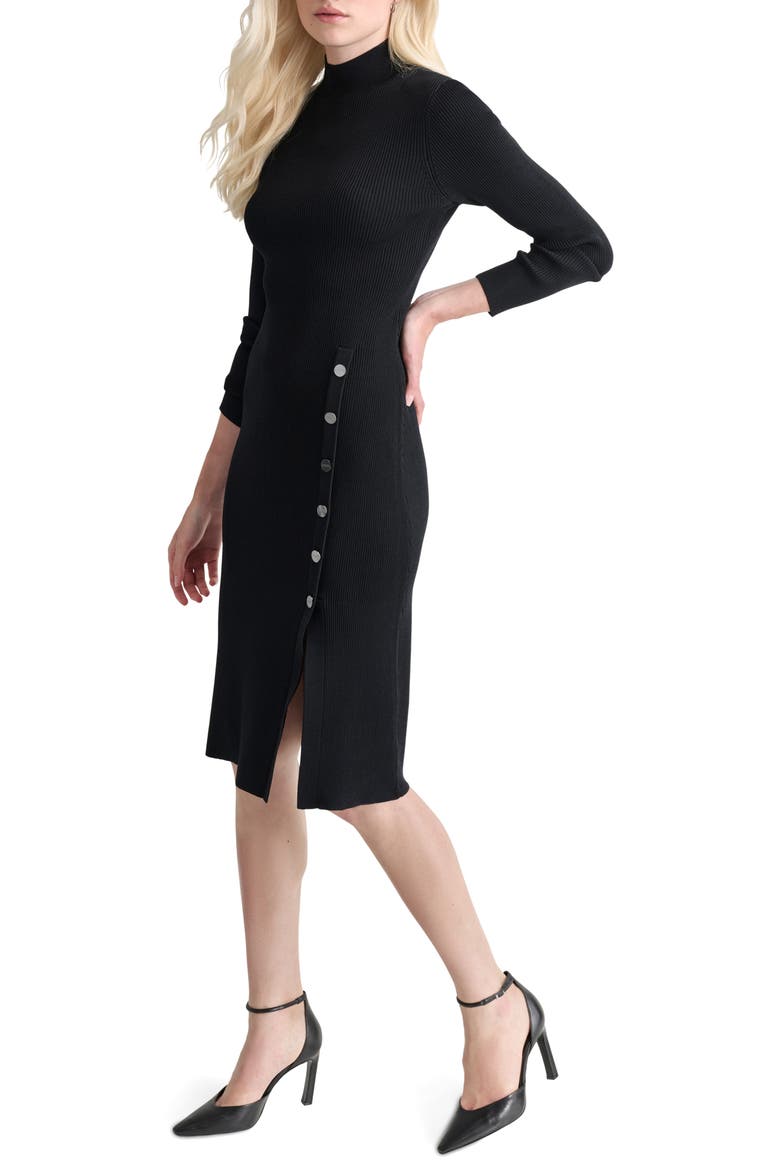 Mock Neck Long Sleeve Sweater Dress, Alternate, color, BLACK