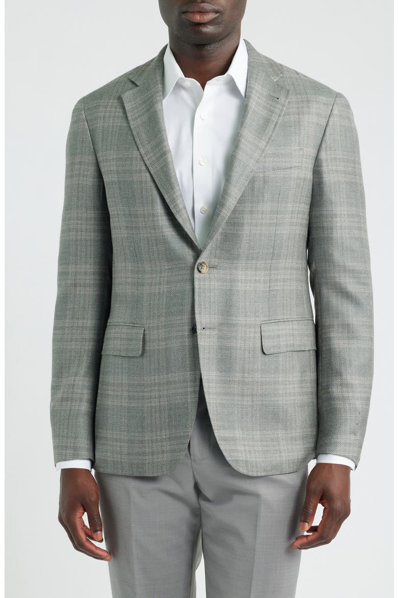 Kei Plaid Wool, Silk & Linen Sport Coat, Main, color, LIGHT GREY