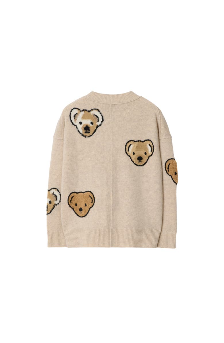 Burberry Thomas Bear Wool Cardigan, Alternate, color, Barley