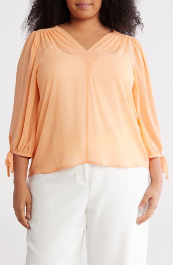 Renee C V-neck Tie Sleeve Top