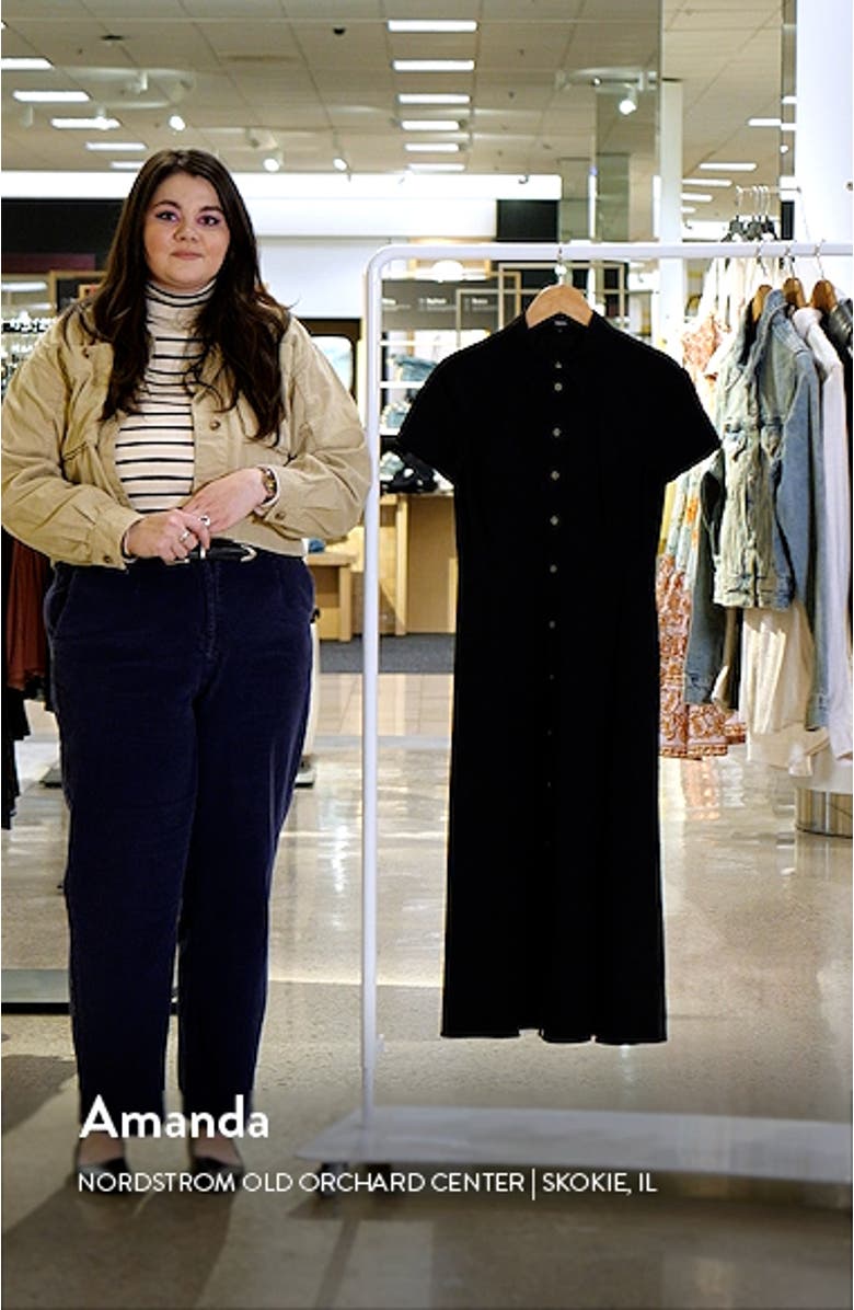 Short Sleeve Linen Blend Midi Shirtdress, sales video thumbnail