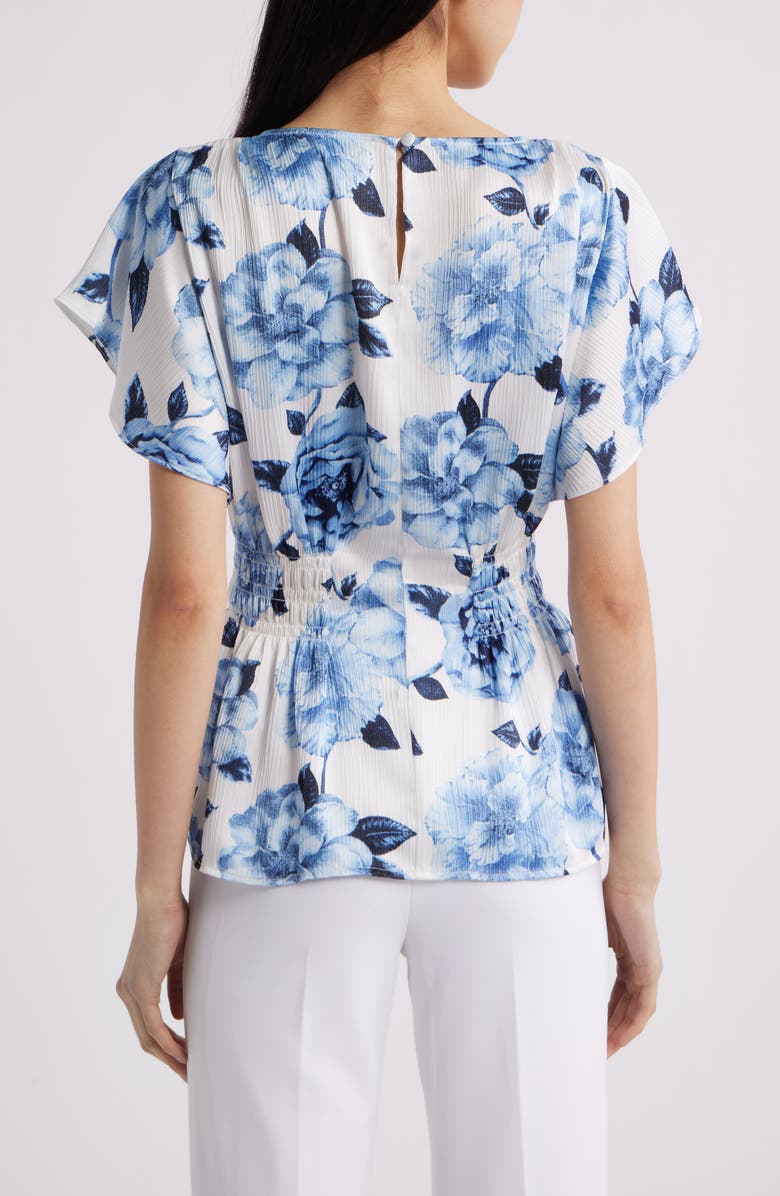 Anne Klein Flutter Sleeve Smock Waist Top, Alternate, color, 