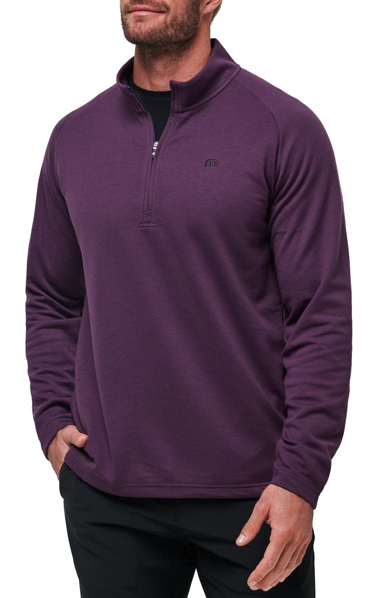 TravisMathew Upgraded Half Zip Pullover, Main, color, Plum