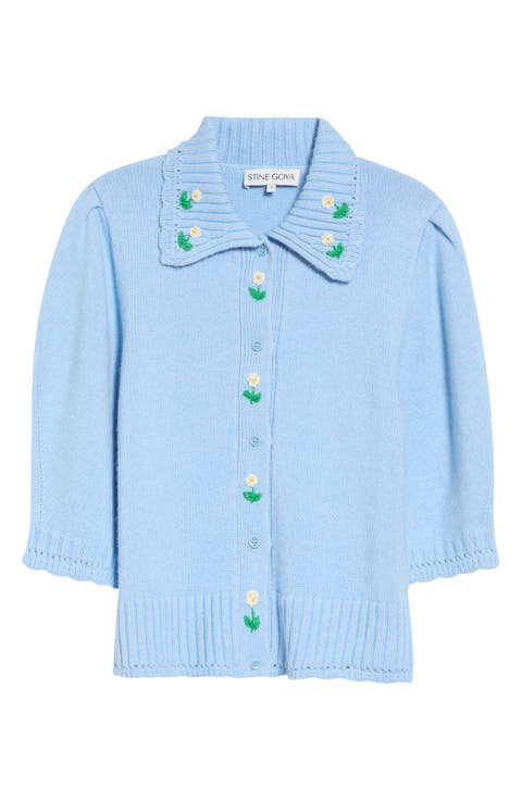 Bobble Knit Wool & Cashmere Blend Cardigan