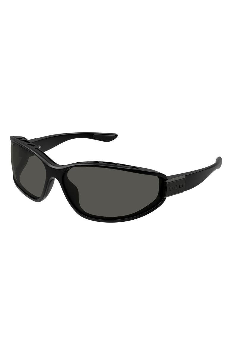Gucci 73mm Geometric Sunglasses, Alternate, color, Black