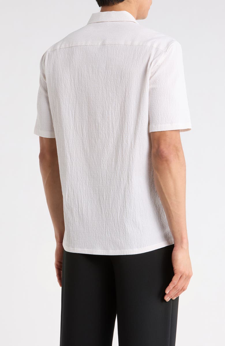 Theory Daze Stretch Cotton Camp Shirt, Alternate, color, Sand/White
