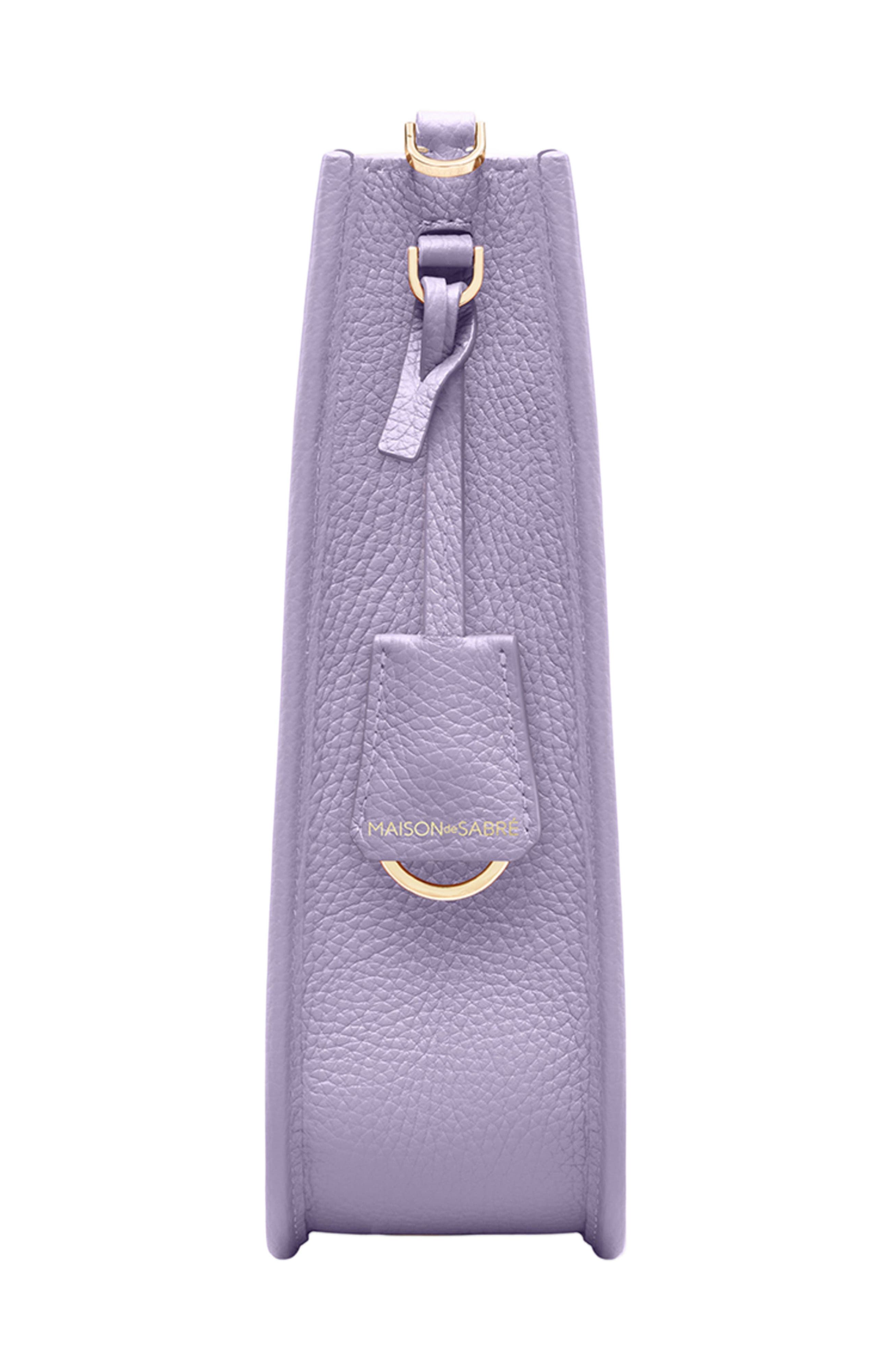 Leather Saddle Bag, Alternate, color, Lavender Purple