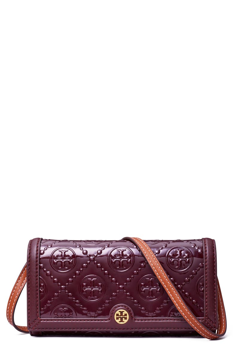 Tory Burch T Monogram Patent Leather Crossbody Wallet, Main, color, 