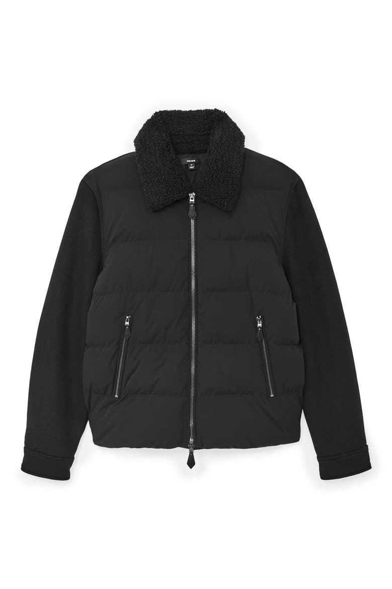 Maximus Mixed Media Quilted Puffer Jacket, Alternate, color, BLACK