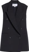 Michael Kors Collection Frayed Double Breasted Wool Gabardine Vest