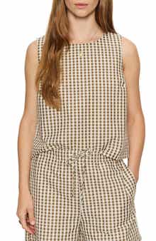 Better Days Gingham Cotton Seersucker Top