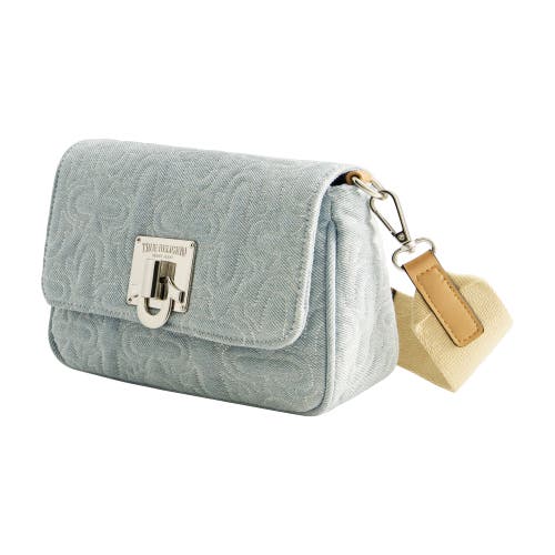 True Religion Quilted Denim Horseshoe Flap Crossbody In Blue