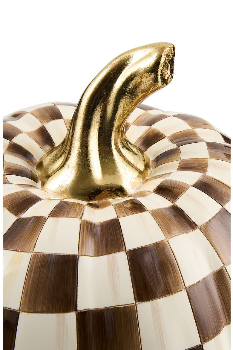 Chocolate Check Mini Pumpkin Decoration, Alternate, color, BROWN