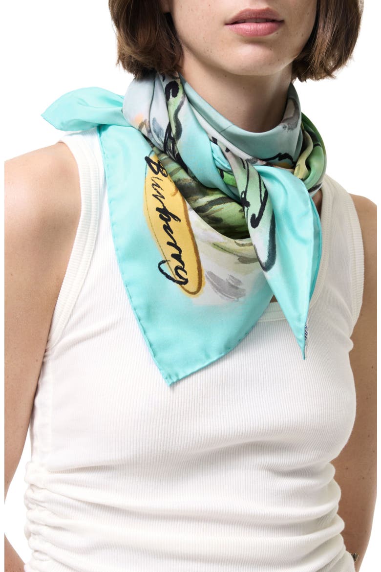 Swan Lake Watercolor Square Silk Scarf, Alternate, color, SKYLIGHT BLUE