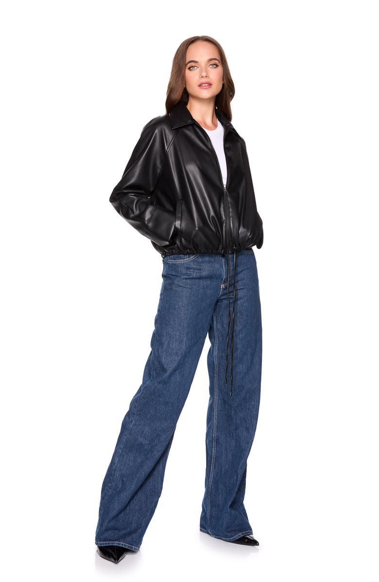 Susana Monaco Faux Leather Full Zip Jacket, Alternate, color, Black