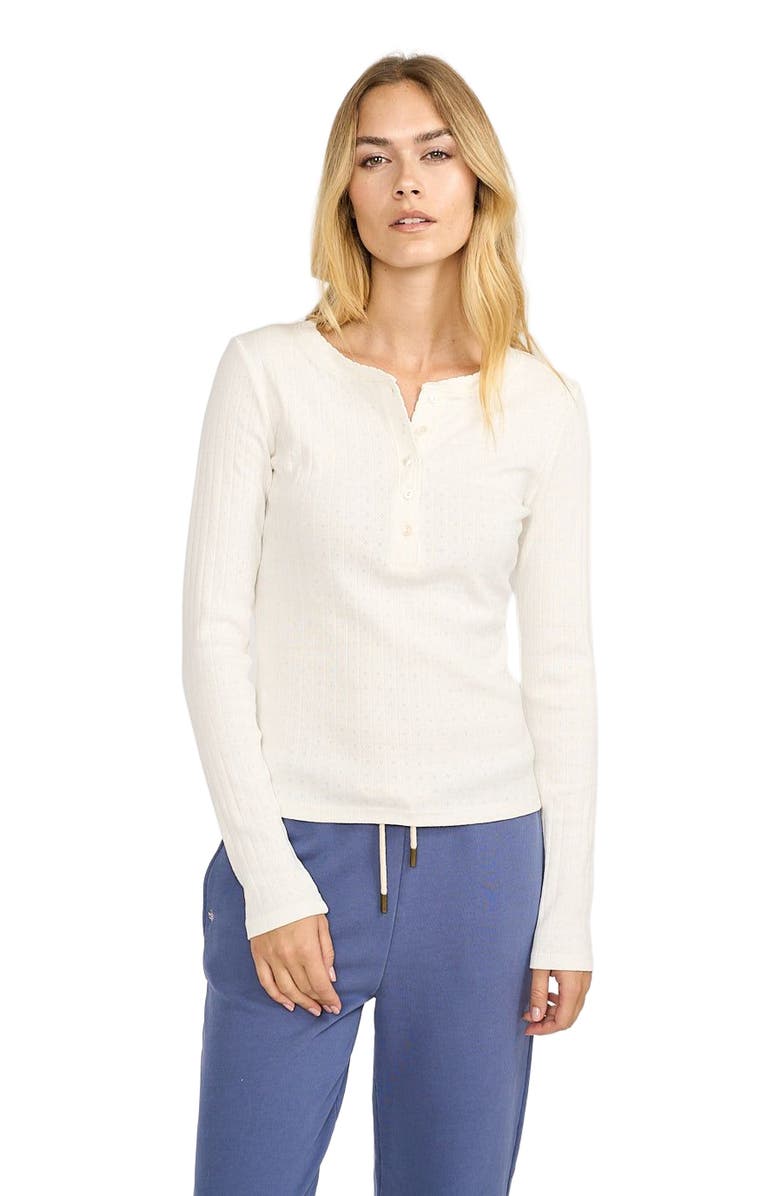 Marea Pointelle Long Sleeve Henley, Main, color, White