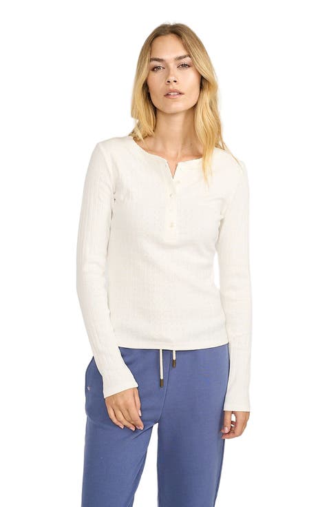 Pointelle Long Sleeve Henley