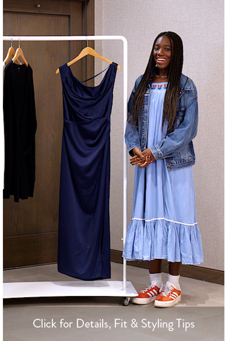 Alyssa Pleated One-Shoulder Satin Gown video