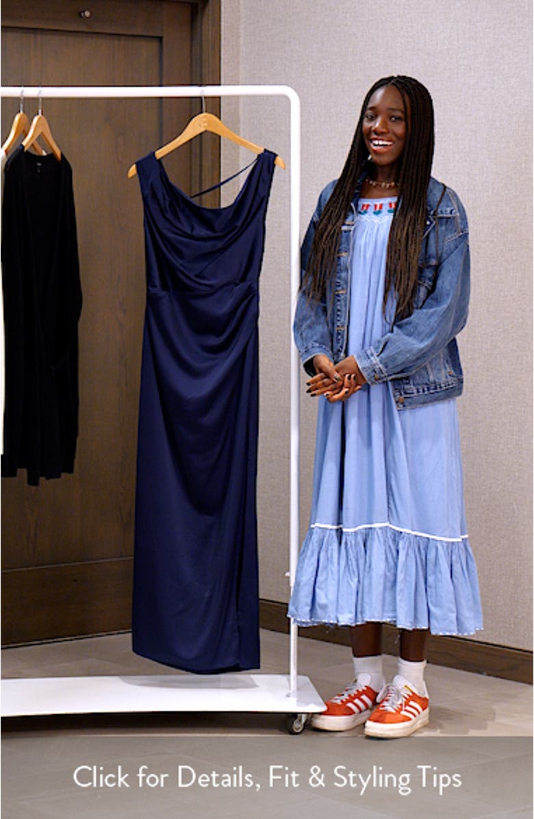 Alyssa Pleated One-Shoulder Satin Gown, sales video thumbnail