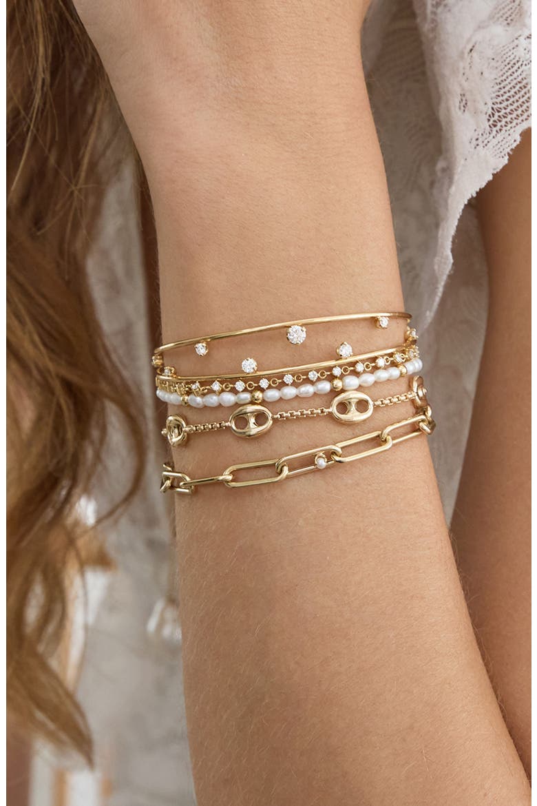 14K Gold Mariner Station Bracelet, Alternate, color, 14K YELLOW GOLD