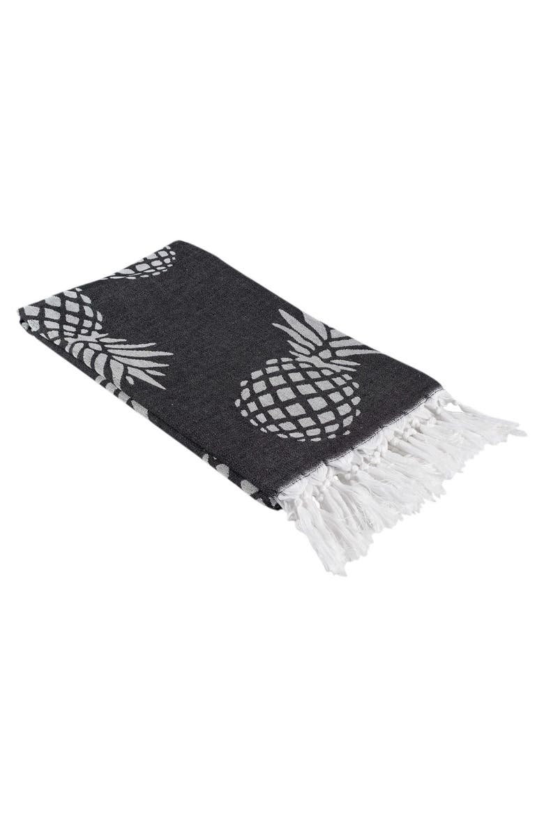 Pineapple Organic Sand Free Turkish Towel, Alternate, color, Black